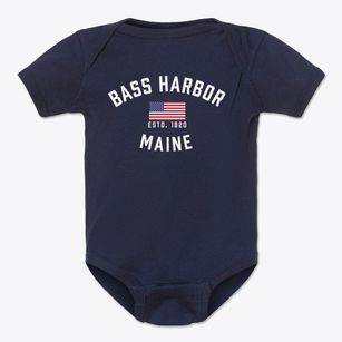 Bass Harbor Maine Patriot Baby Onesie