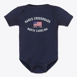 Hares Crossroads North Carolina Patriot Baby Onesie