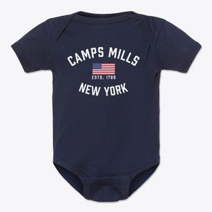 Camps Mills New York Patriot Baby Onesie