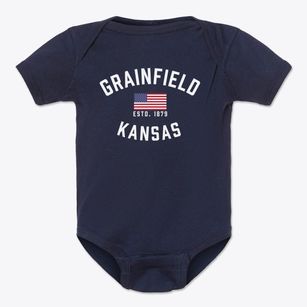 Grainfield Kansas Patriot Baby Onesie