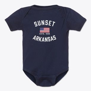 Sunset Arkansas Patriot Baby Onesie
