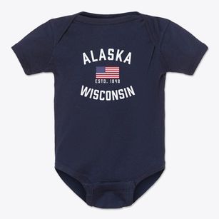 Alaska Wisconsin Patriot Baby Onesie