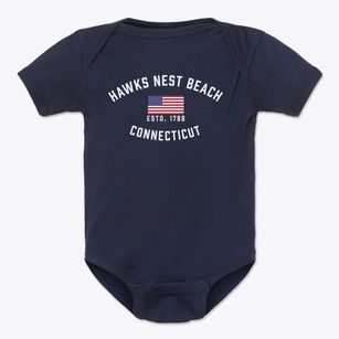 Hawks Nest Beach Connecticut Patriot Baby Onesie