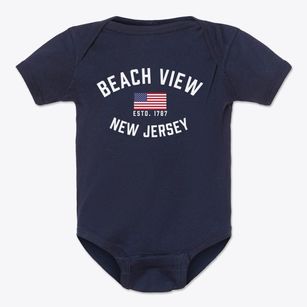 Beach View New Jersey Patriot Baby Onesie