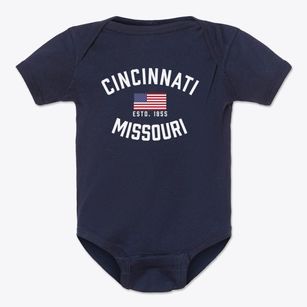 Cincinnati Missouri Patriot Baby Onesie