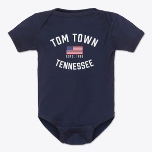 Tom Town Tennessee Patriot Baby Onesie
