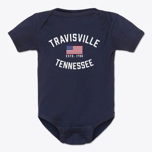 Travisville Tennessee Patriot Baby Onesie
