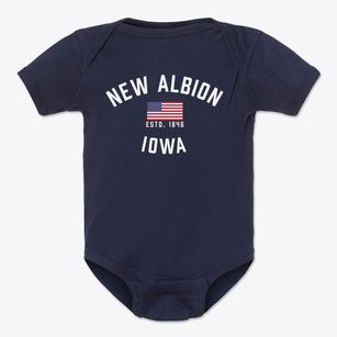 New Albion Iowa Patriot Baby Onesie