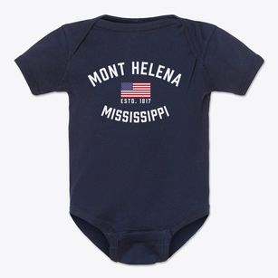 Mont Helena Mississippi Patriot Baby Onesie
