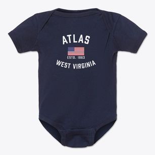 Atlas West Virginia Patriot Baby Onesie