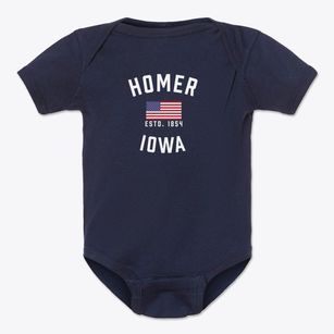 Homer Iowa Patriot Baby Onesie