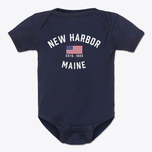 New Harbor Maine Patriot Baby Onesie