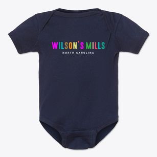 Wilson's Mills North Carolina Color Pop Baby Onesie