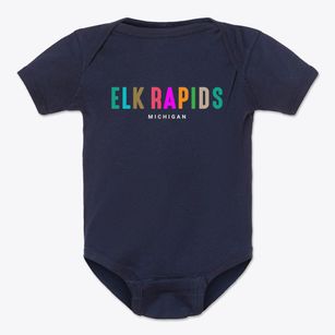 Elk Rapids Michigan Color Pop Baby Onesie
