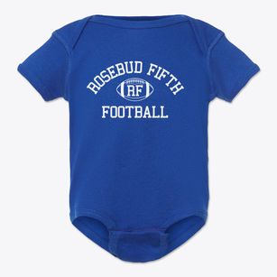 Rosebud Fifth Grade Center Classic Football Baby Onesie