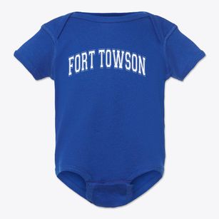 Fort Towson Elementary School Varsity Arch Baby Onesie