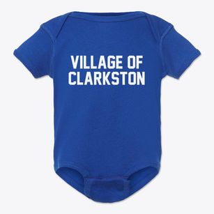 Village Of Clarkston Michigan Classic Block Baby Onesie