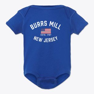 Burrs Mill New Jersey Patriot Baby Onesie