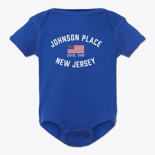 Johnson Place New Jersey Patriot Baby Onesie