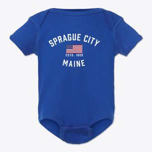Sprague City Maine Patriot Baby Onesie