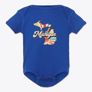  Michigan Retro Art Baby Onesie