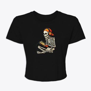   Skeleton Playing Video Games Women's Crop Top