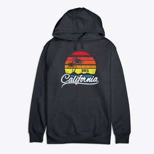 Brea California Palm Tree Sunset Premium Cotton Hoodie