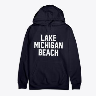 Lake Michigan Beach Michigan Classic Block Premium Cotton Hoodie