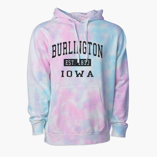 Burlington Iowa Classic Established Premium Tie-Dye Hoodie