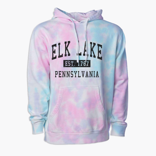 Elk Lake Pennsylvania Classic Established Premium Tie-Dye Hoodie