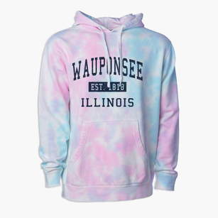 Wauponsee Illinois Classic Established Premium Tie-Dye Hoodie