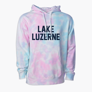 Lake Luzerne New York Classic Block Premium Tie-Dye Hoodie