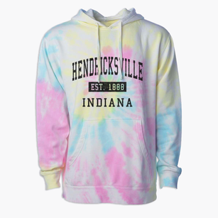 Hendricksville Indiana Classic Established Premium Tie-Dye Hoodie
