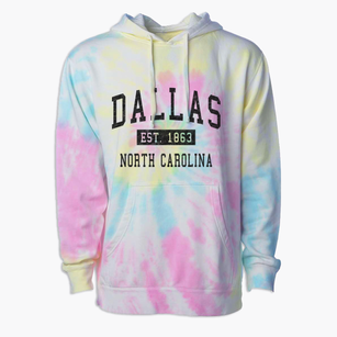 Dallas North Carolina Classic Established Premium Tie-Dye Hoodie