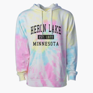 Heron Lake Minnesota Classic Established Premium Tie-Dye Hoodie