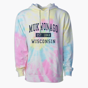 Mukwonago Wisconsin Classic Established Premium Tie-Dye Hoodie