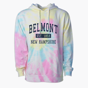 Belmont New Hampshire Classic Established Premium Tie-Dye Hoodie