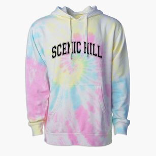 Scenic Hill Elementary School Varsity Arch Premium Tie-Dye Hoodie