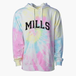 Mills Elementary School Varsity Arch Premium Tie-Dye Hoodie