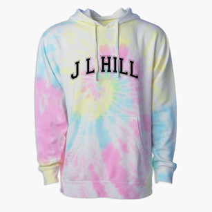 J L Hill Elementary School Varsity Arch Premium Tie-Dye Hoodie