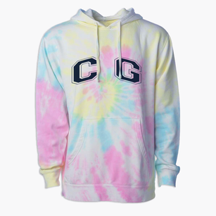 C G Mcdonough City Magnet School Varsity Arch Premium Tie-Dye Hoodie
