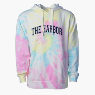 The Harbor Middle School Varsity Arch Premium Tie-Dye Hoodie