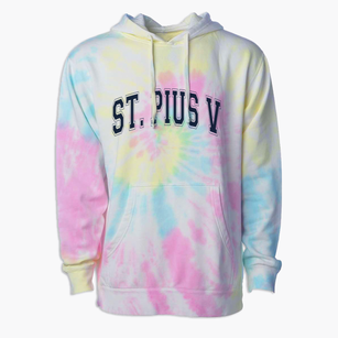 St Pius V Parish Varsity Arch Premium Tie-Dye Hoodie