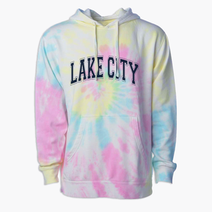 Lake City Elementary School Varsity Arch Premium Tie-Dye Hoodie