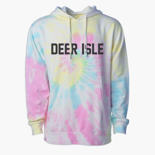 Deer Isle Maine Classic Block Premium Tie-Dye Hoodie