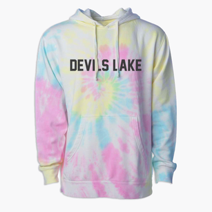 Devils Lake North Dakota Classic Block Premium Tie-Dye Hoodie