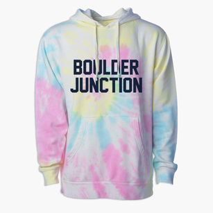 Boulder Junction Wisconsin Classic Block Premium Tie-Dye Hoodie