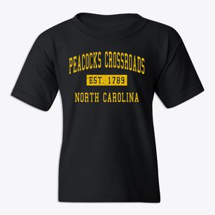 Peacocks Crossroads North Carolina Classic Established Youth T-shirt