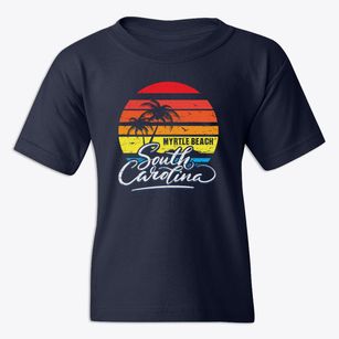 Myrtle Beach South Carolina Palm Tree Sunset Youth T-shirt