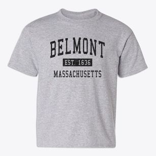Belmont Massachusetts Classic Established Youth T-shirt